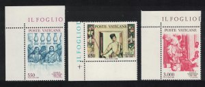 Vatican Paolo Veronese Painter 3v Corners 1988 MNH SC#816-818 SG#909-911