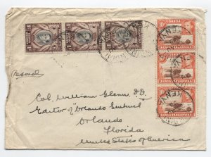 1938 Kenya cover to USA 6 stamps [y9071]