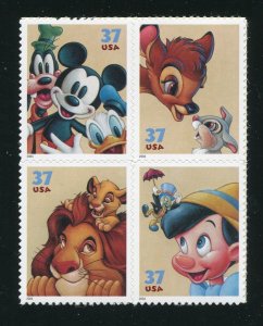 3865 - 3868 Disney Friendship Block of 4 37¢ Stamps MNH