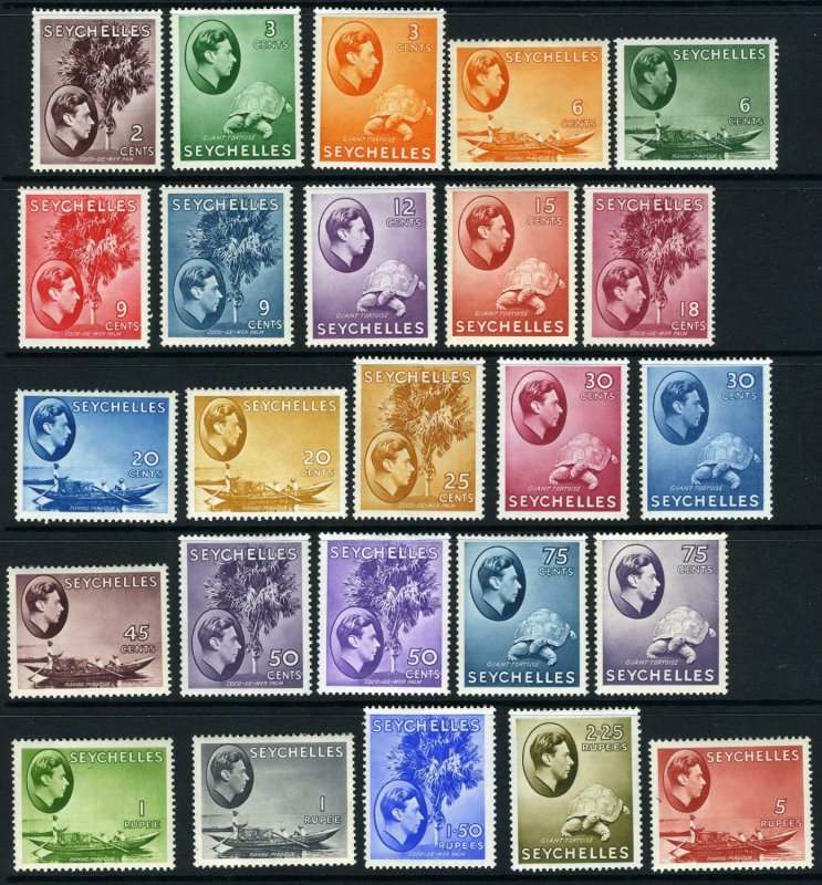 SEYCHELLES-1938-49  A mounted mint set to 5r Sg 135-149