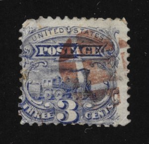 114 Used 3c. Pictorial, Fancy Brown Cancel, scv: $16 +$200; FREE SHIPPING