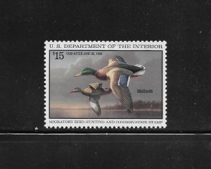 US Stamps: Waterfowl (Duck) Hunting Issues; #RW62; $15 1994 Issue, MNH