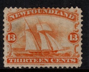 NEWFOUNDLAND SG29 1865 13c ORANGE-YELLOW MTD MINT