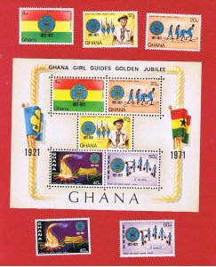 Ghana #421-425a  MNH OG  Girl Scouts  w/SS   Free S/H