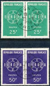 France 1959 Sc 929-30 Europa Lyon CDS 2 Horz Pair Stamp Used