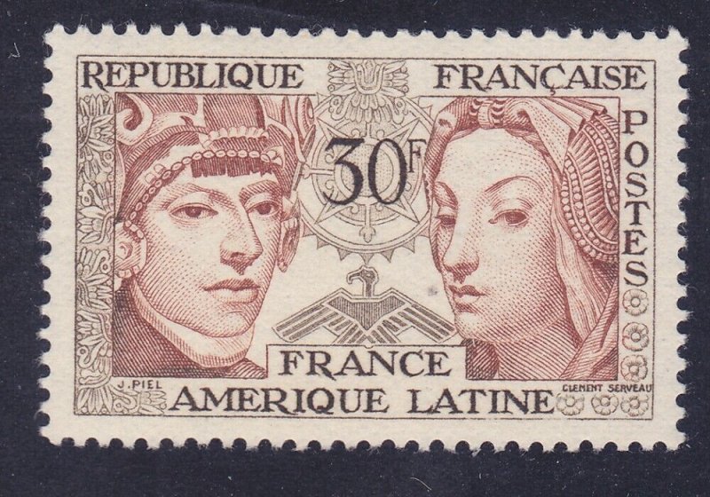 France 795 MNH OG 1956 Symbols of Latin American & French Culture Issue VF