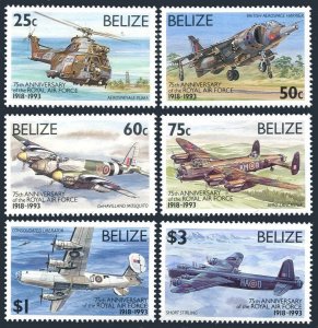 Belize 1003-1008, MNH. Mi . Royal Air Force, 75th Ann. 1993. Planes.