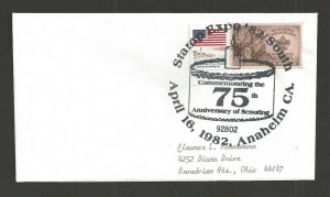 1982 Scout Anaheim 75th anniv cancel hand colored