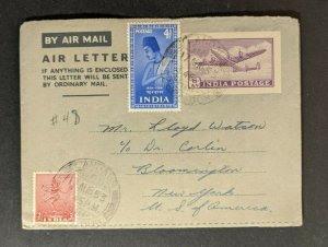 1953 Landaur Dehra Dun India Airmail Cover to Bloomington NY USA HandG G8 SG 313