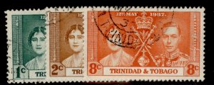 TRINIDAD & TOBAGO GVI SG243-245, CORONATION set, FINE USED.