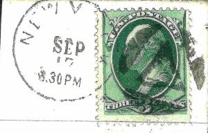 US Banknote Stamp on Piece w/Fancy TRIANGLE Cancel & Validating NY City CDS