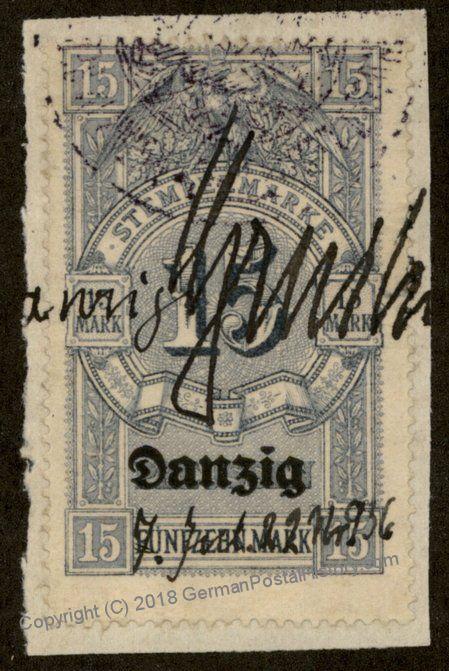 Danzig Germany Preussen Prussia Mark Stempelmarke Document Revenue Stamp 90853