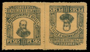 COLOMBIA 1903 - Boyaca - Pres. Marroquin 10p - Tete-Beche PAIR - Sc# 17b mint MH