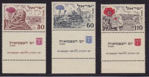 Israel 1962 4th Anniversary Proclamation. Flowers & Battlefields, Full Tabs NH