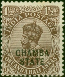 Chamba 1924 1 1/2a Chocolate SG57 Fine MNH