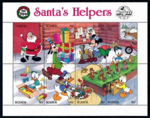 [62809] Uganda 1988 Disney Mickey Friends - Christmas Santa's Helpers Sheet MNH