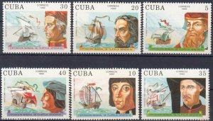 CUBA Sc# 3441-3446 DISCOVERY OF AMERICA  Explorers  Cpl set of 6 1992 MNH