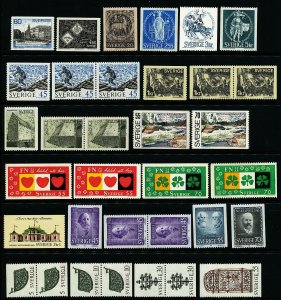 Sweden 1970 Year set cpl incl all BB-pairs. Very fine. Slania Two scans. MNH