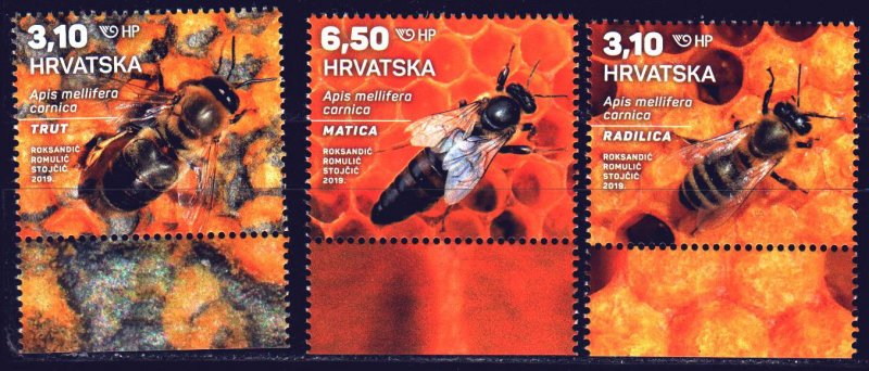 Croatia. 2019. 1254-56. The bees. MNH.