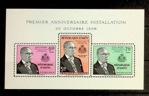 HAITI Sc C125(NOTE) NH SOUVENIR SHEET OF 1958 - PRESIDENT