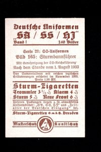 Germany Third Reich Specialty Sturm Cigarette Card SS Sturmbannfuhre 165 1933 H6