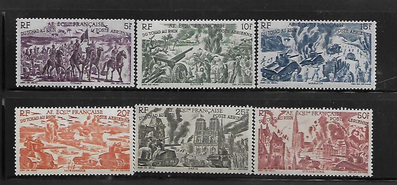 FRENCH EQUATORIAL AFRICA, C25-C30, MNH,CHAD TO RHINE COMMON DESIGN TYPE