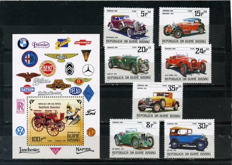 GUINEA BISSAU 1984 Sc#546-552 VINTAGE CARS SET OF 7 STAMPS & S/S MNH 