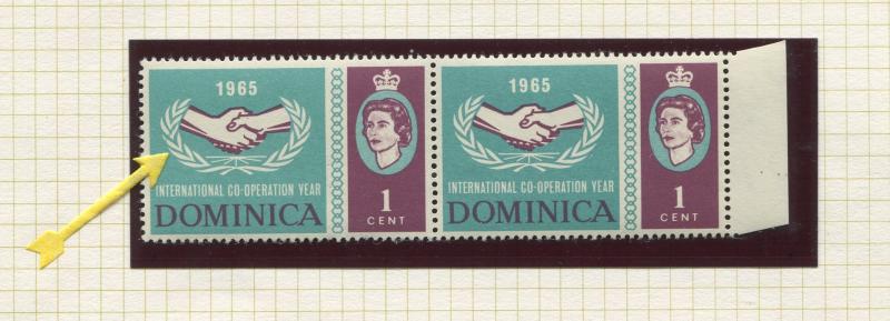 Dominica - Scott 187 - ICY - Broken Leaves-1965 - MNH - Joined Pair 1c Stamps