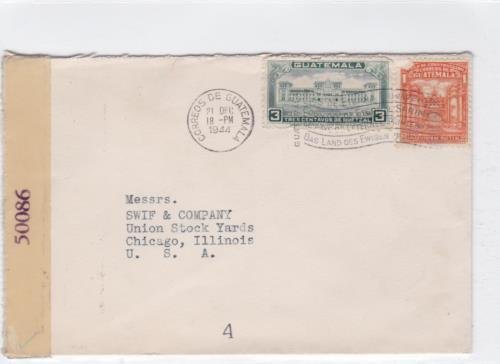 guatemala 1944 to u.s.a. censor  stamps cover ref r16118 