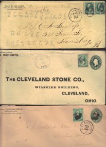 US 1880's COLLECTION 5 CLASSIC DOUBLE RATE COVERS 4 OHIO & 1 PA