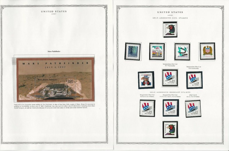 United States Stamp Collection 24 Scott Pages, Mint NH, 1997-1998, JFZ