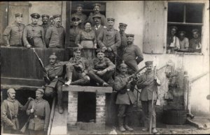 German Soldiers with Rifles, Group shot WW-I, RPPC, Real Photo Postcard