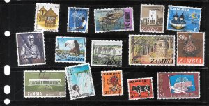 ZAMBIA 15 different postally used xf  STAMP COLLECTION LOT PACKET INC OLD