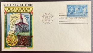 996 Fluegel multi-color cachet Indiana Territory 150th Anniversary FDC 1950