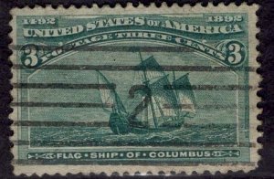 US Stamp #232 3c Columbian USED SCV $15