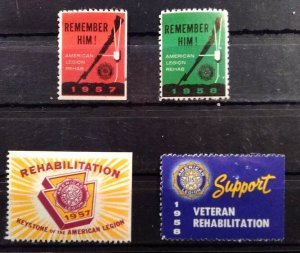 Cinderella Charity Stamps USA American Legion Lot of 4