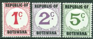 Botswana Scott #J1-J3 MNH Postage Due OVPT Republic of Botswana $$