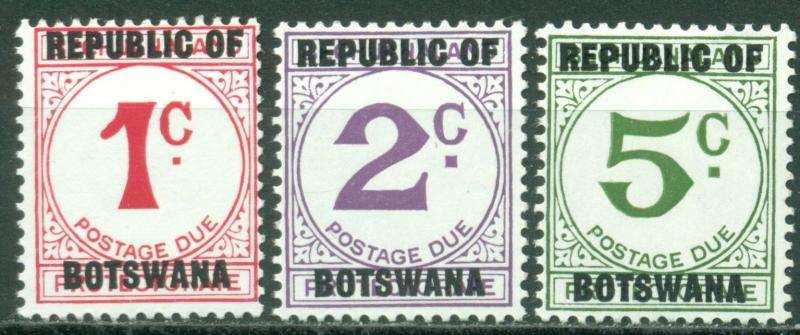 Botswana Scott #J1-J3 MNH Postage Due OVPT Republic of Botswana $$