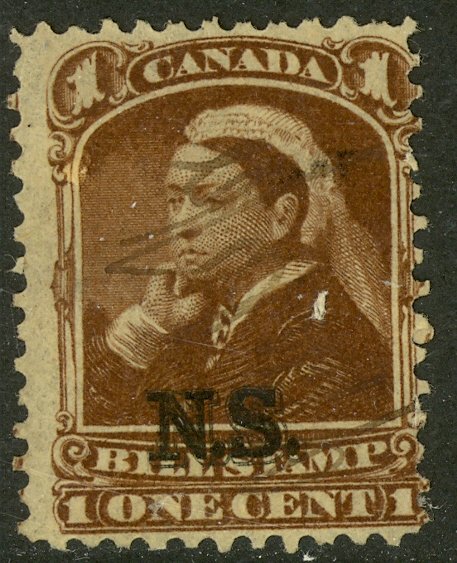 CANADA NOVA SCOTIA 1868 QV 1c BILL STAMP REVENUE VDM. NSB1 USED