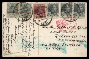 Spain Germany 1930 Graf Zeppelin Seville Lakehurst Rockford IL Si58B Flown 97067