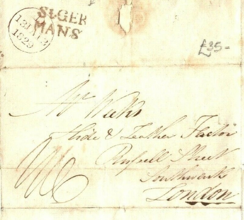 GB CORNWALL Cover 1829 Superb *St.GER/MANS* Postmark St Germans EL Letter EP39