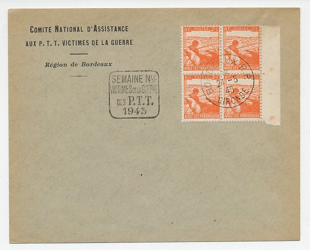 Cover / Postmark France 1945 National Committee for Assistance to War Victims