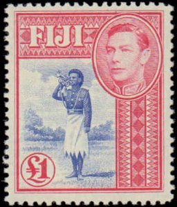 Fiji #117-131B, Complete Set(18), 1938-1955, Hinged