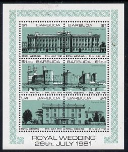 BARBUDA - 1981 - Royal Wedding,  Buildings - Perf 6v Sheet - Mint Never Hinged