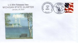 MICHIGAN STATE QUARTER - DETROIT RIVER STATION, MI  2004   FDC17809