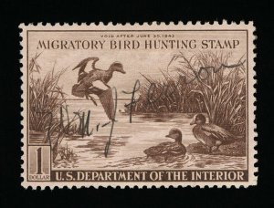 VERY AFFORDABLE GENUINE SCOTT #RW9 VF-XF USED OG 1942 FEDERAL DUCK STAMP #13200