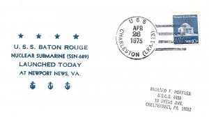 BATON ROUGE (SSN-689) 26 April 1975 First Day in Commission Nicholson Cachet