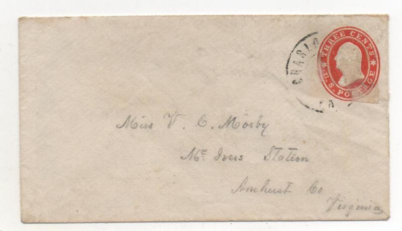 EX. RARE CSA Scott #9 TEN on Turned Cover Charlottesville VA Sc # u26 Envelope 