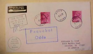 GREAT BRITAIN IN NORWAY PAQUEBOT # 618B ODDA 1977 AUTOGRAPH OF MASTER