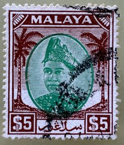 Malaya 1949 SELANGOR Sultan Hishamuddin Alam Shah $5 Used SG#110 M5579